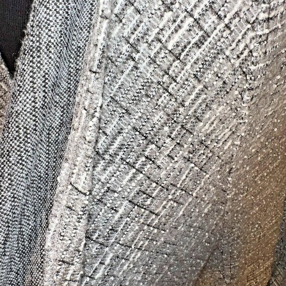 LOFT Cardigan Sweater Jacket Womens M Gray White Tweed Bouclé Open Front - Picture 9 of 12
